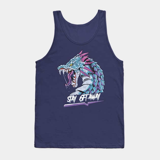 Stay Away 6ft Dragon - Distressed Tank Top by Golden Eagle Design Studio